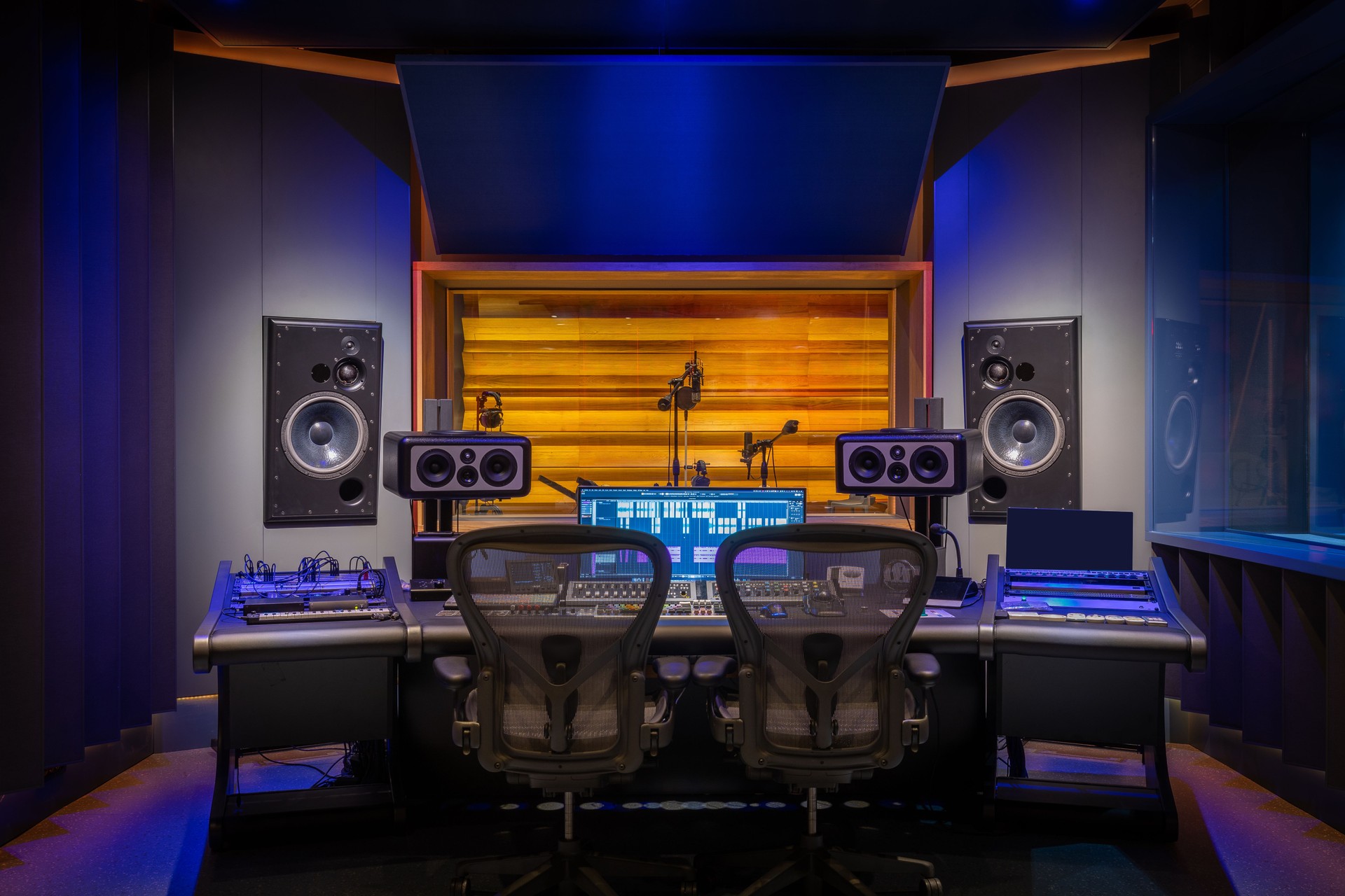 Interior of a modern recording studio